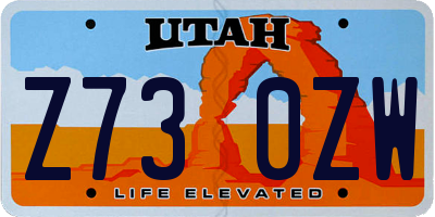 UT license plate Z730ZW