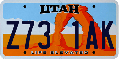 UT license plate Z731AK