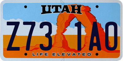 UT license plate Z731AO