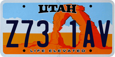 UT license plate Z731AV