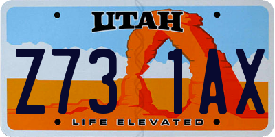 UT license plate Z731AX