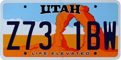 UT license plate Z731BW