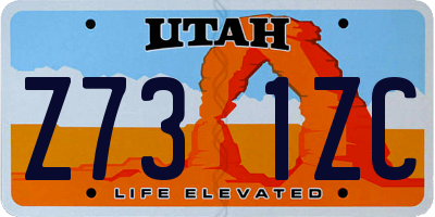UT license plate Z731ZC