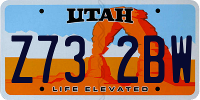 UT license plate Z732BW