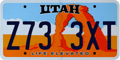 UT license plate Z733XT