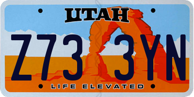 UT license plate Z733YN