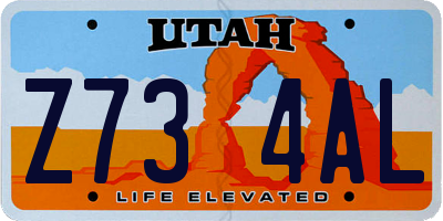 UT license plate Z734AL
