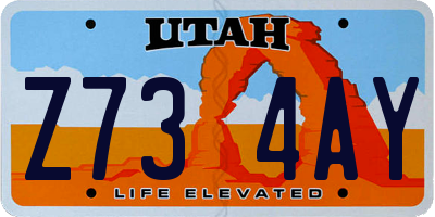 UT license plate Z734AY
