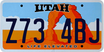 UT license plate Z734BJ