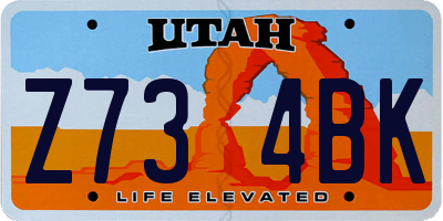 UT license plate Z734BK