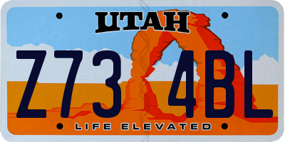 UT license plate Z734BL