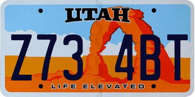 UT license plate Z734BT