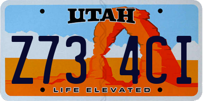 UT license plate Z734CI