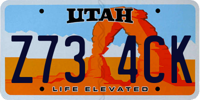 UT license plate Z734CK