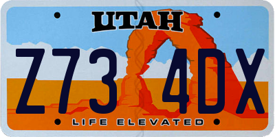 UT license plate Z734DX