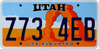 UT license plate Z734EB