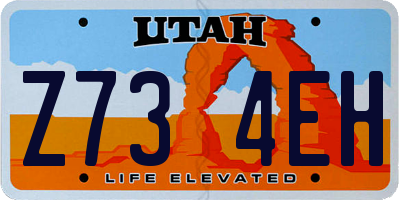 UT license plate Z734EH