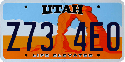 UT license plate Z734EO