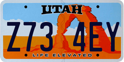 UT license plate Z734EY