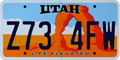 UT license plate Z734FW
