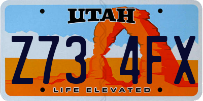 UT license plate Z734FX