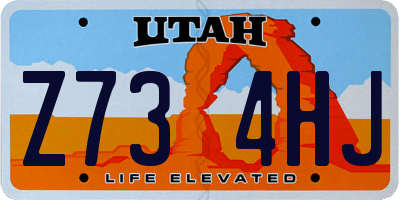 UT license plate Z734HJ