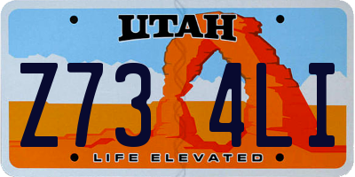 UT license plate Z734LI