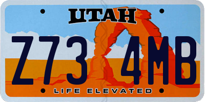 UT license plate Z734MB