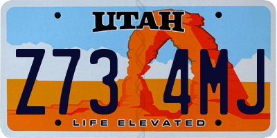 UT license plate Z734MJ