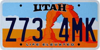 UT license plate Z734MK