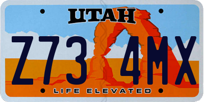 UT license plate Z734MX