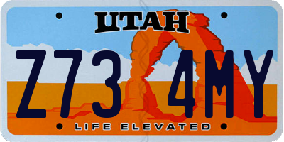 UT license plate Z734MY