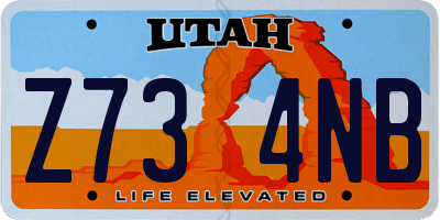 UT license plate Z734NB