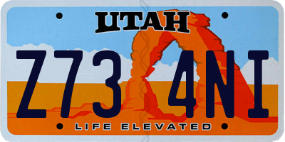 UT license plate Z734NI