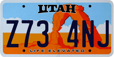 UT license plate Z734NJ