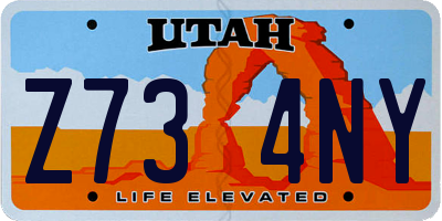 UT license plate Z734NY