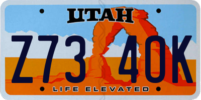 UT license plate Z734OK