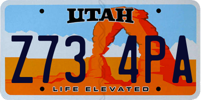 UT license plate Z734PA