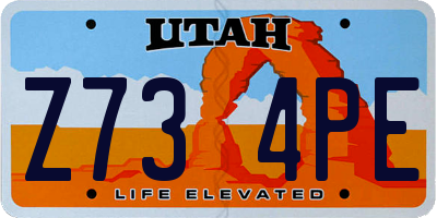UT license plate Z734PE