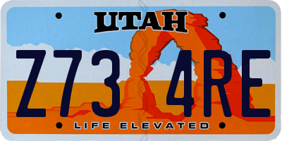 UT license plate Z734RE