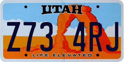 UT license plate Z734RJ