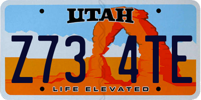 UT license plate Z734TE