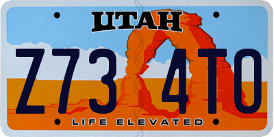 UT license plate Z734TO