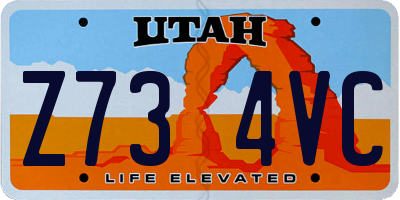 UT license plate Z734VC