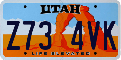 UT license plate Z734VK
