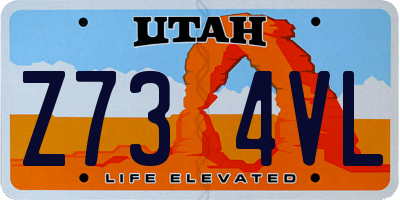 UT license plate Z734VL