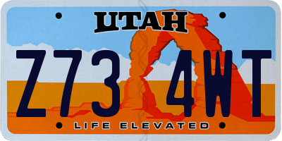 UT license plate Z734WT