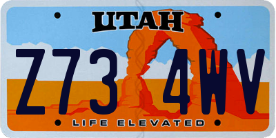 UT license plate Z734WV