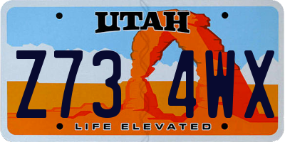 UT license plate Z734WX