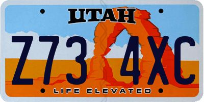 UT license plate Z734XC